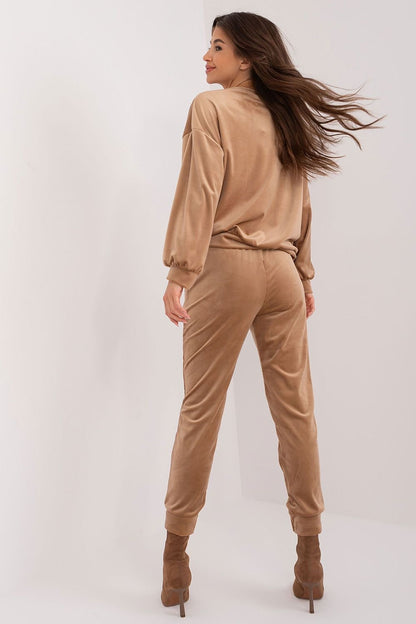 Women's Velour Sweatshirt and Pants Set with Bow Detail