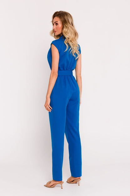 Jumpsuit with Tapered Legs and Buckled Belt