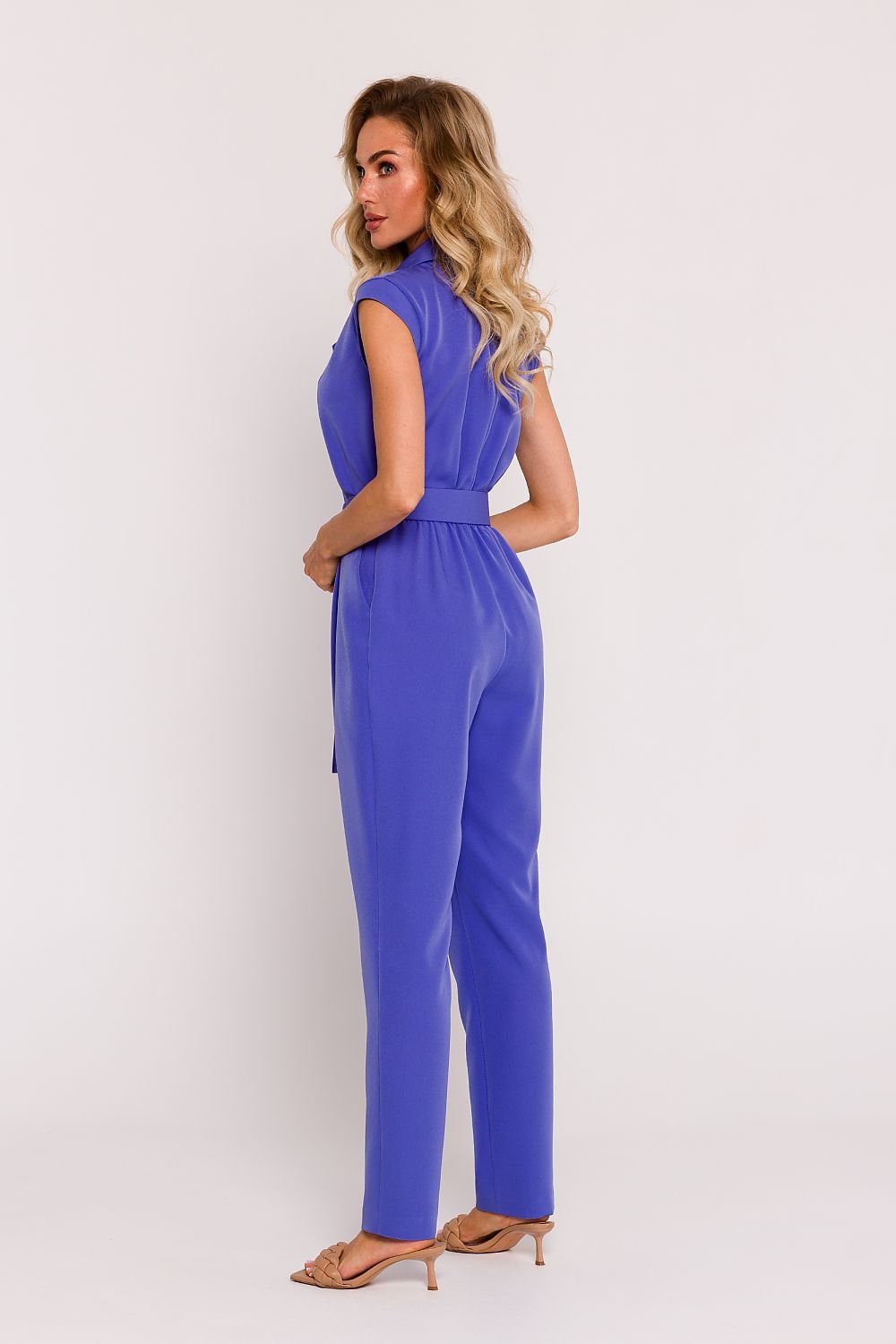 Jumpsuit with Tapered Legs and Buckled Belt