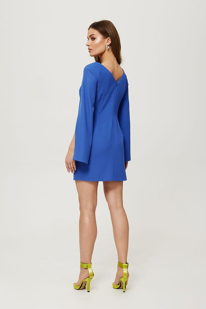 Modern Mini Dress with V-Back and Slit Sleeves