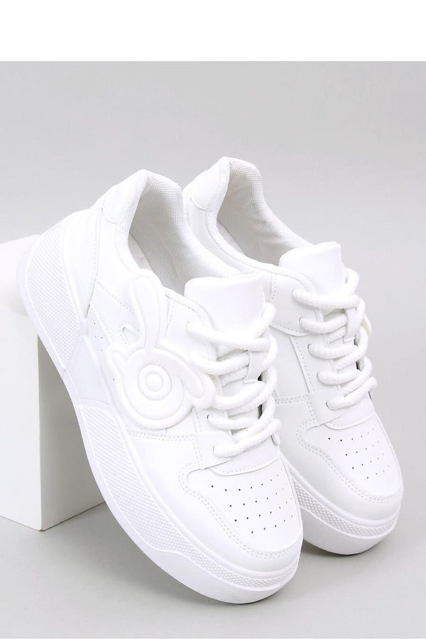 White Platform Sneakers for Women with Thick Laces