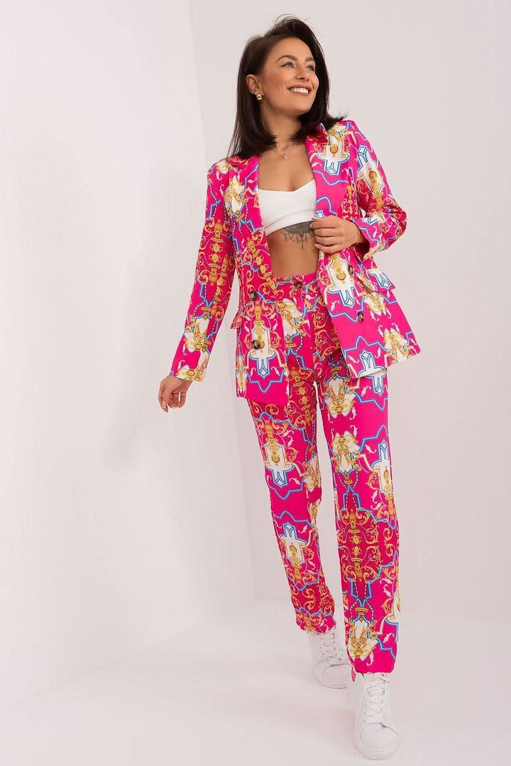 Women's Tailored Set with Long-Sleeve Jacket and High-Waisted Pants - Ludowika 