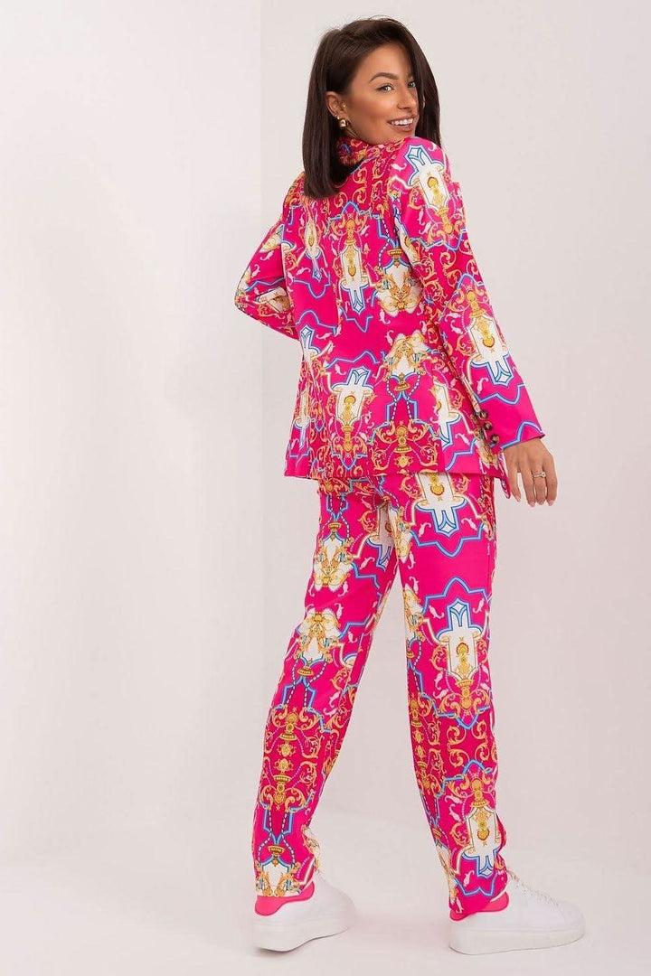 Women's Tailored Set with Long-Sleeve Jacket and High-Waisted Pants - Ludowika 