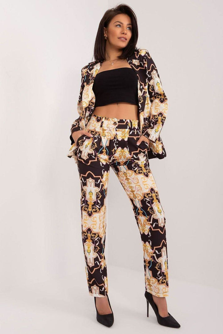 Women's Tailored Set with Long-Sleeve Jacket and High-Waisted Pants - Ludowika 