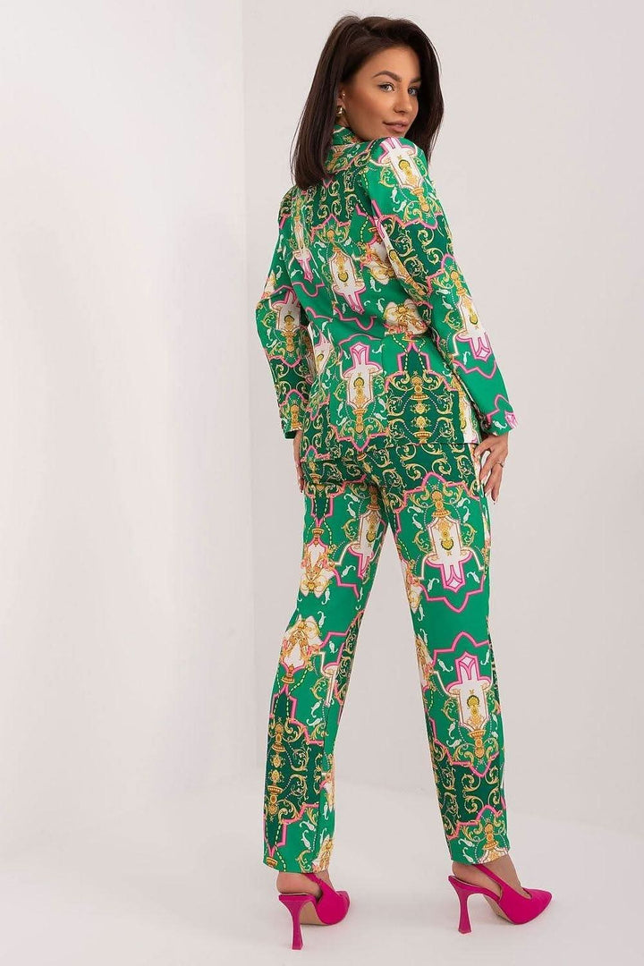 Women's Tailored Set with Long-Sleeve Jacket and High-Waisted Pants - Ludowika 