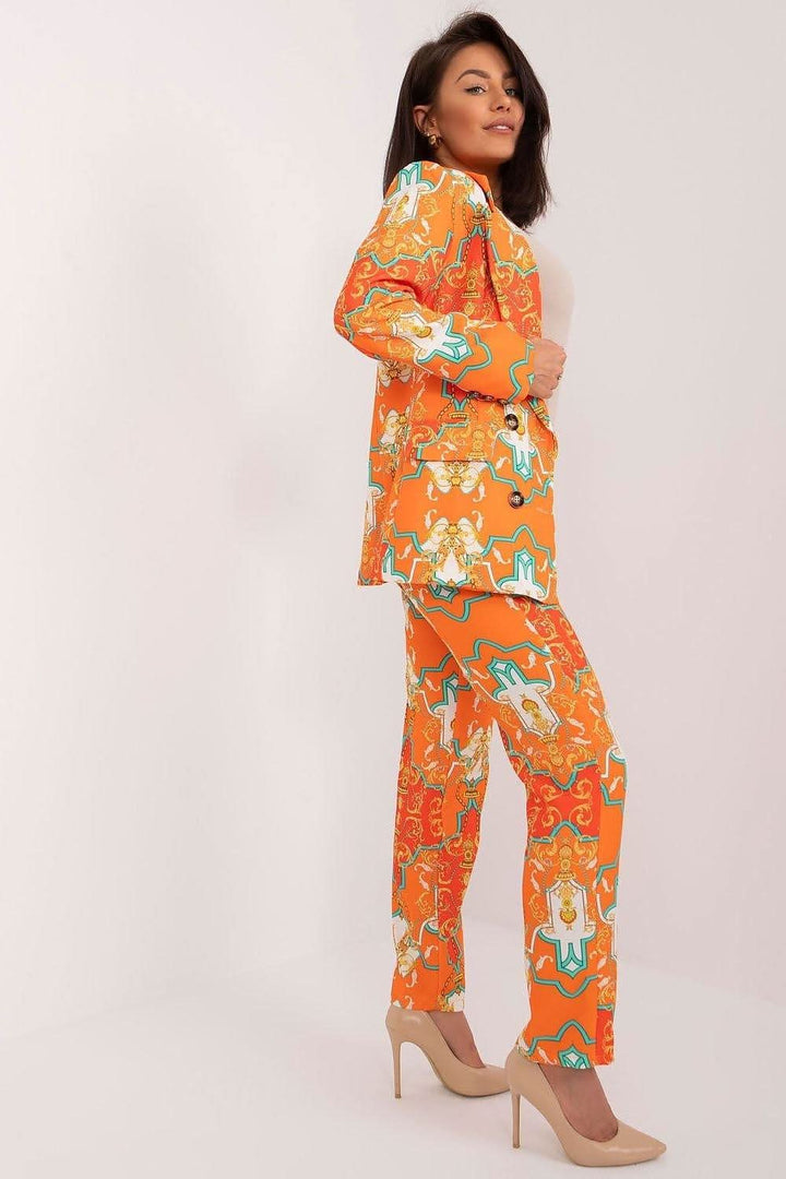 Women's Tailored Set with Long-Sleeve Jacket and High-Waisted Pants - Ludowika 