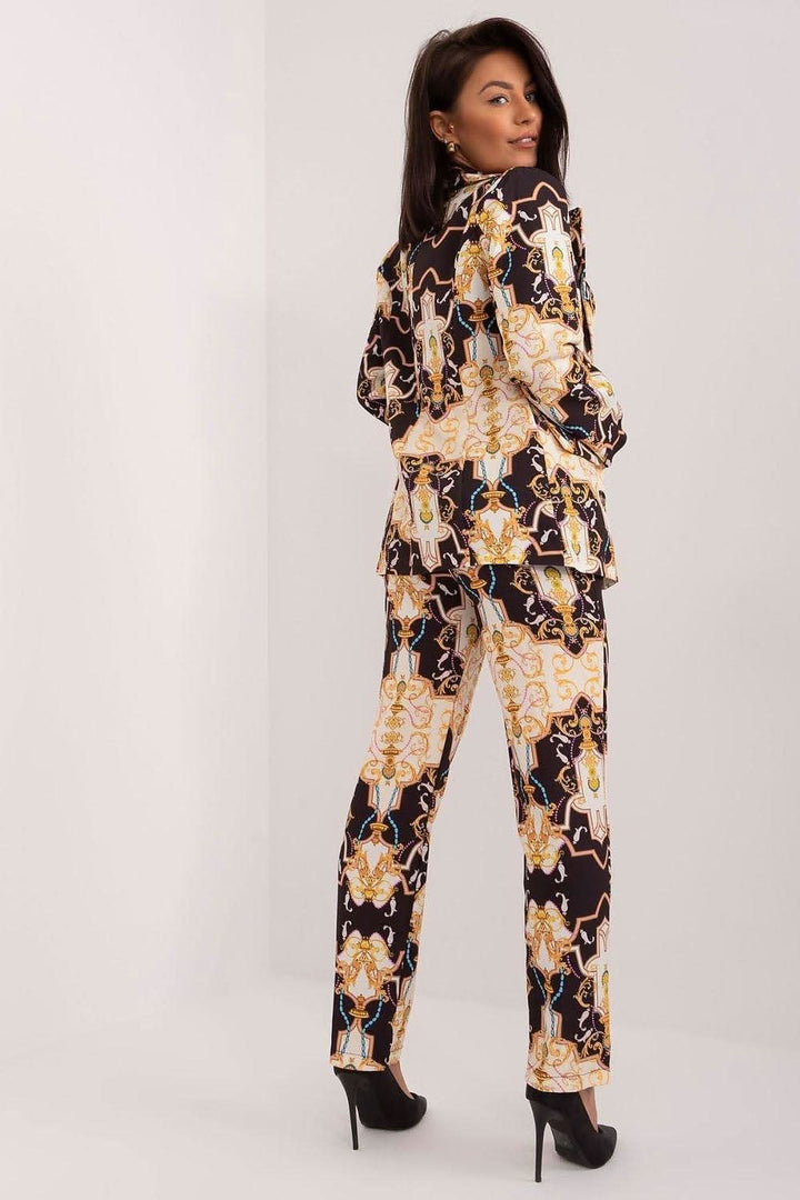 Women's Tailored Set with Long-Sleeve Jacket and High-Waisted Pants - Ludowika 