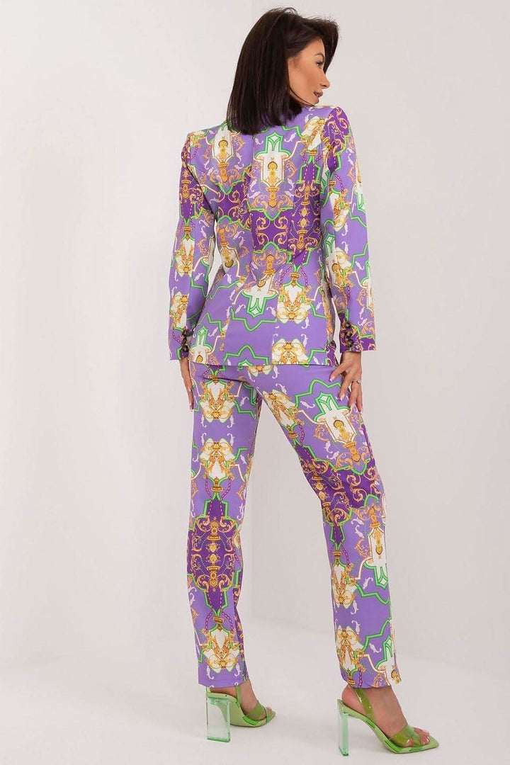 Women's Tailored Set with Long-Sleeve Jacket and High-Waisted Pants - Ludowika 