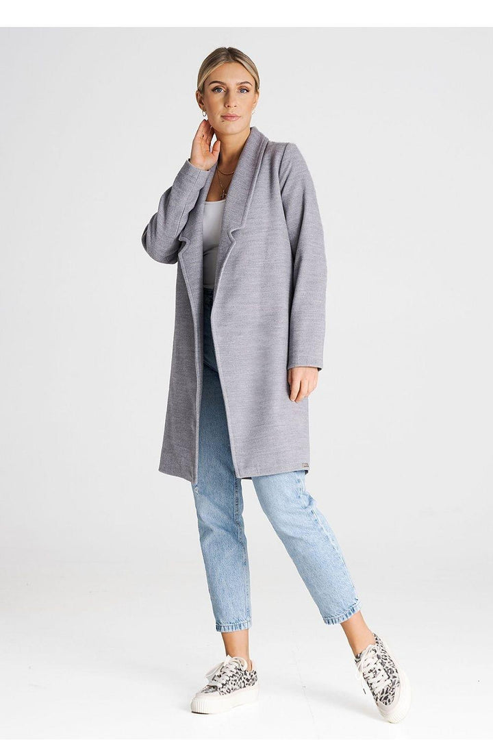 Versatile Unbuttoned Coat with Lined Collar and Belt - Ludowika 
