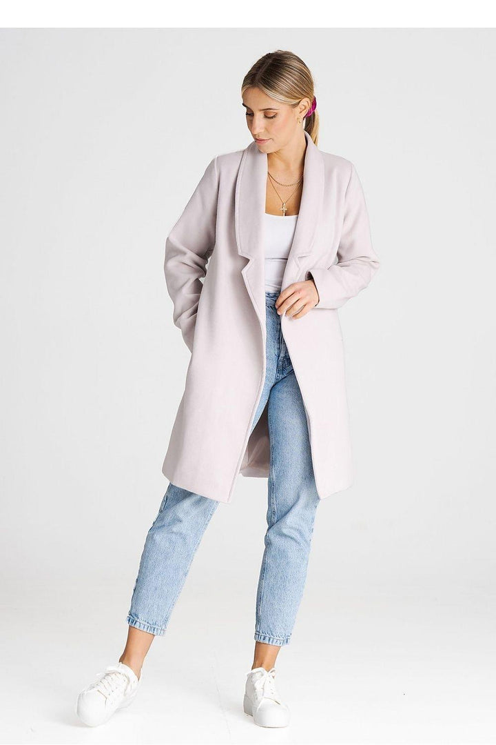 Versatile Unbuttoned Coat with Lined Collar and Belt - Ludowika 