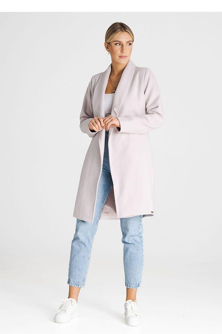 Versatile Unbuttoned Coat with Lined Collar and Belt - Ludowika 