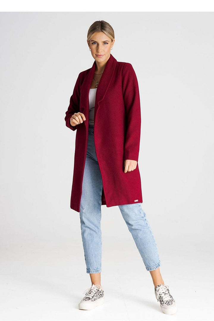 Versatile Unbuttoned Coat with Lined Collar and Belt - Ludowika 