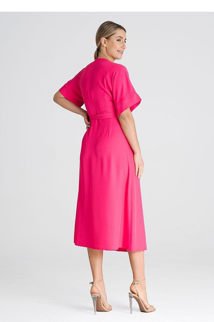 Dress with Short Kimono Sleeves, Envelope Front, and Waist Binding - Ludowika 