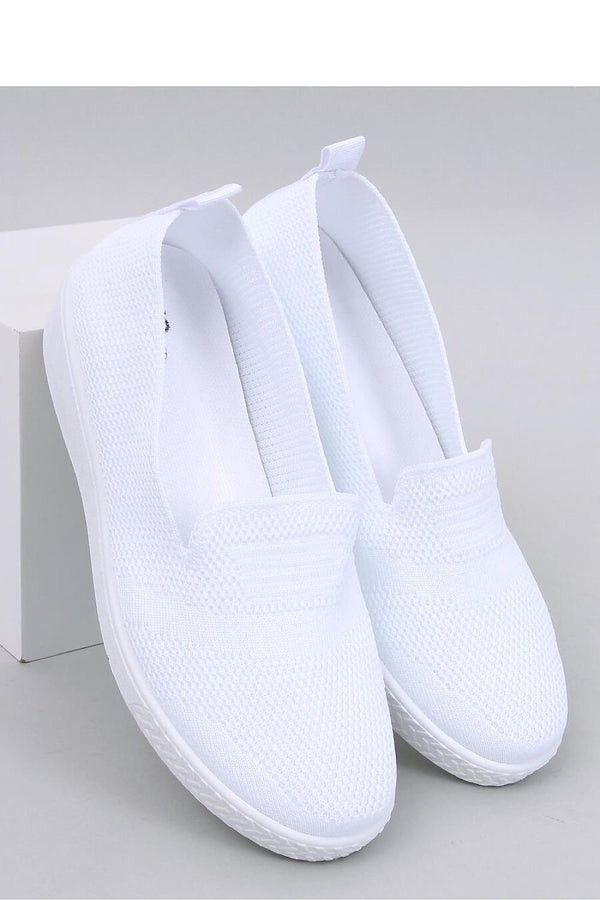 Women's White Slip-On Tennis Shoes with Openwork Pattern and Lightweight Sock-Like Fabric
