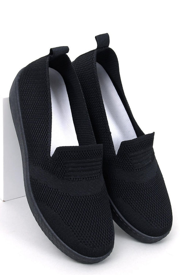 Women's Black Slip-On Tennis Shoes with Openwork Pattern and Lightweight Design