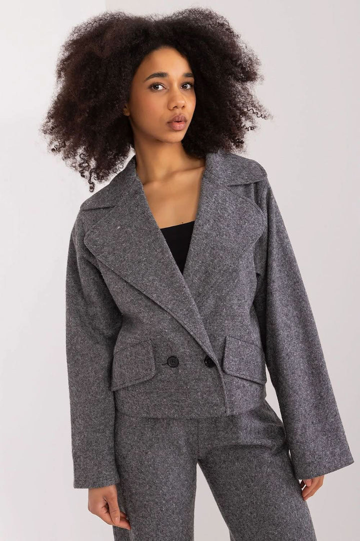 Elegant Double-Breasted Women's Jacket with Classic Lapels - Ludowika 