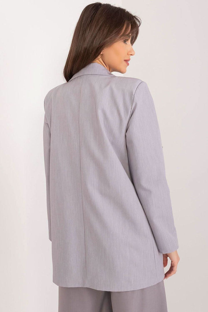Elegant Single-Breasted Women's Blazer with Cubic Zirconia Appliqués - Ludowika 