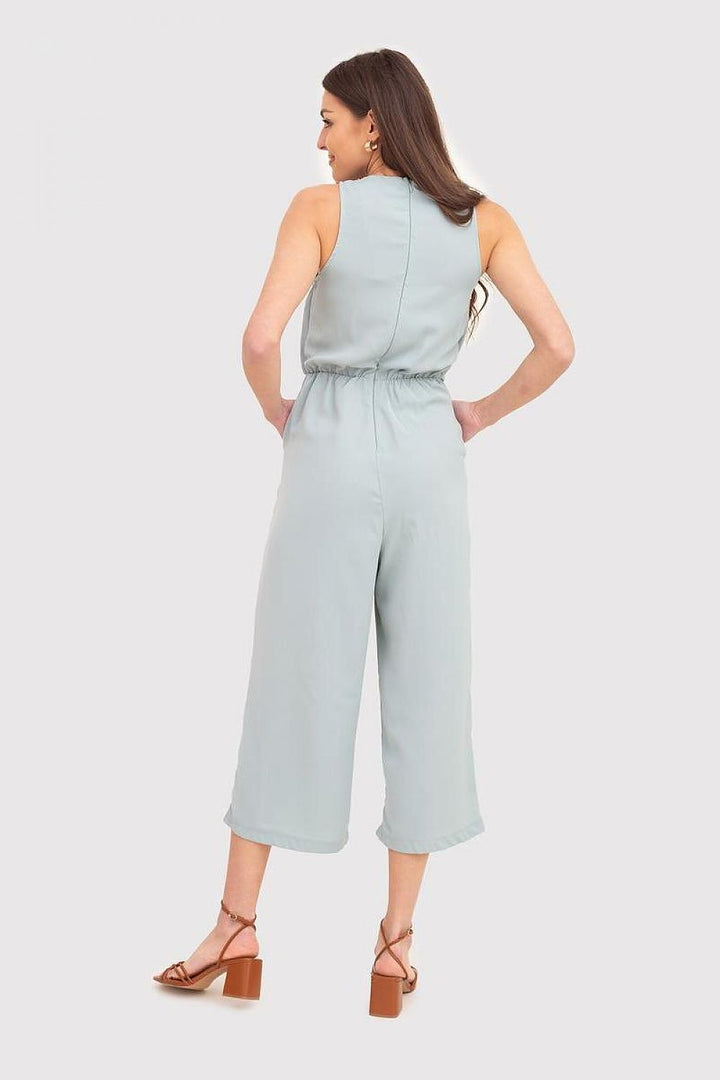 Chic Sleeveless Flared Jumpsuit with Front Binding and Pockets - Ludowika 