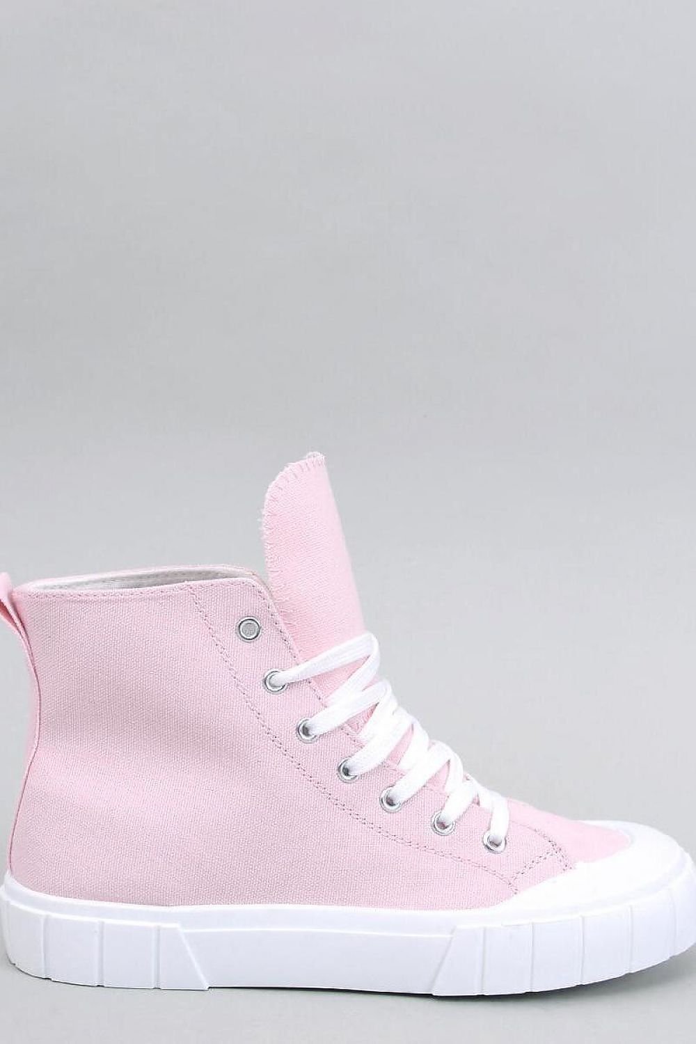 On-trend pink women's canvas ankle sneakers featuring a classic cut and a bold white thick sole. Made from fabric for both the outer and inner material, these sneakers are a must-have for those who love unique and fashionable styles. Perfect for making a statement this season.






