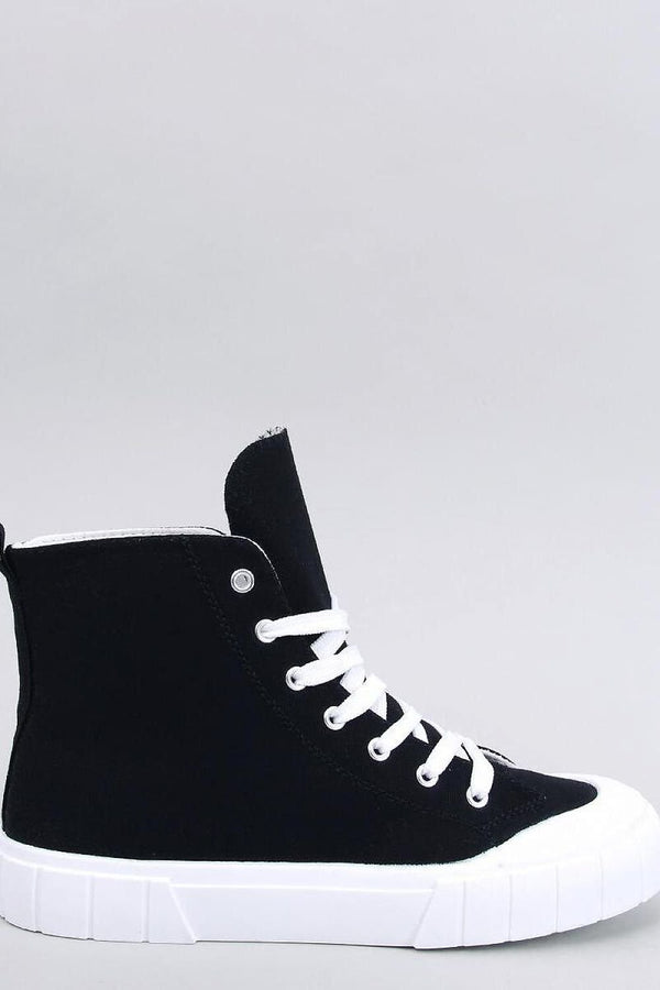 Women's Canvas Ankle Sneakers with Thick White Sole