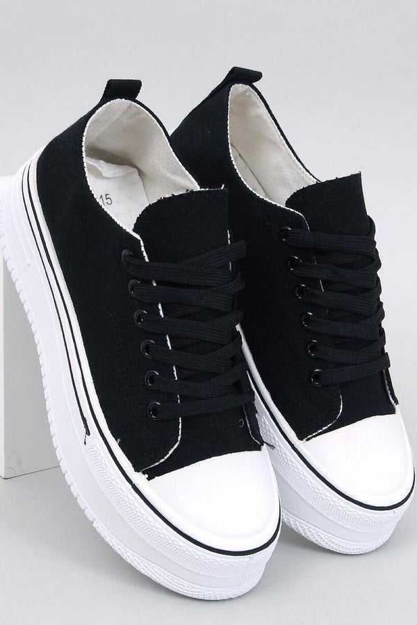 Women's Platform Sneakers with High Sole and Trendy Cut, Fabric Outer and Inner Material