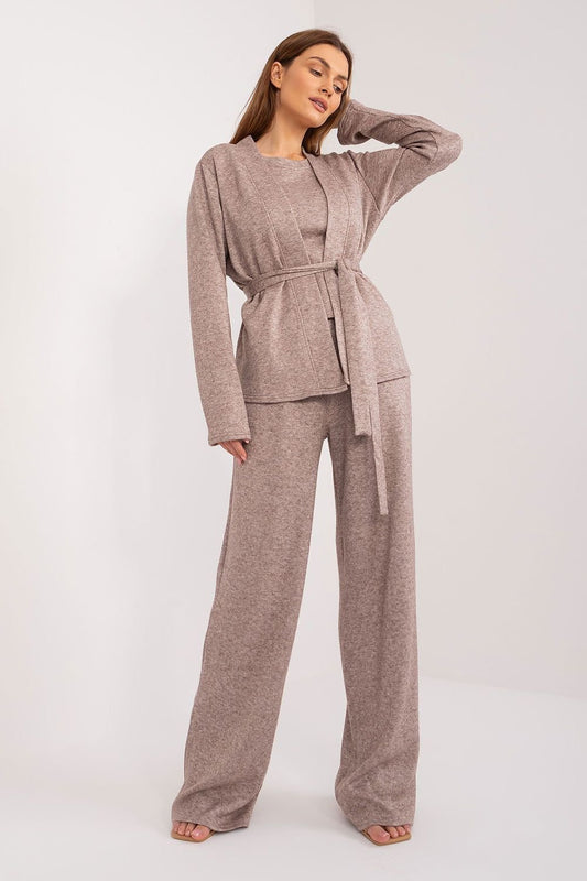 Three-Piece Angora-Blend Set with Sweater, Pants, and T-Shirt