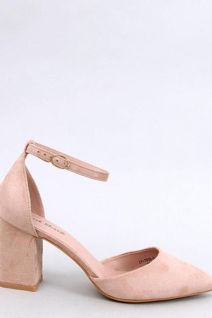 Beige Wildlederpumps für Damen mit verstellbarem Fesselriemchen und 8 cm Absatz Ökologisches Wildleder