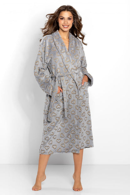 Gold Heart-Embellished Women's Bathrobe