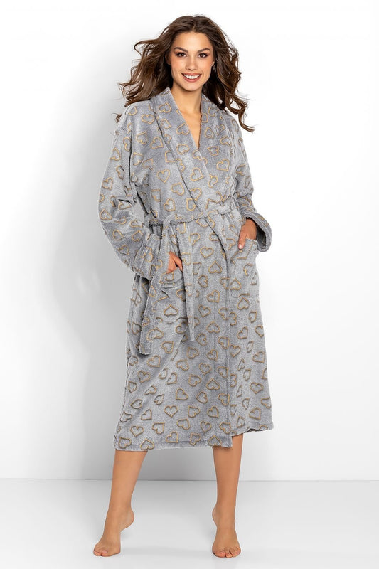 Gold Heart-Embellished Women's Bathrobe