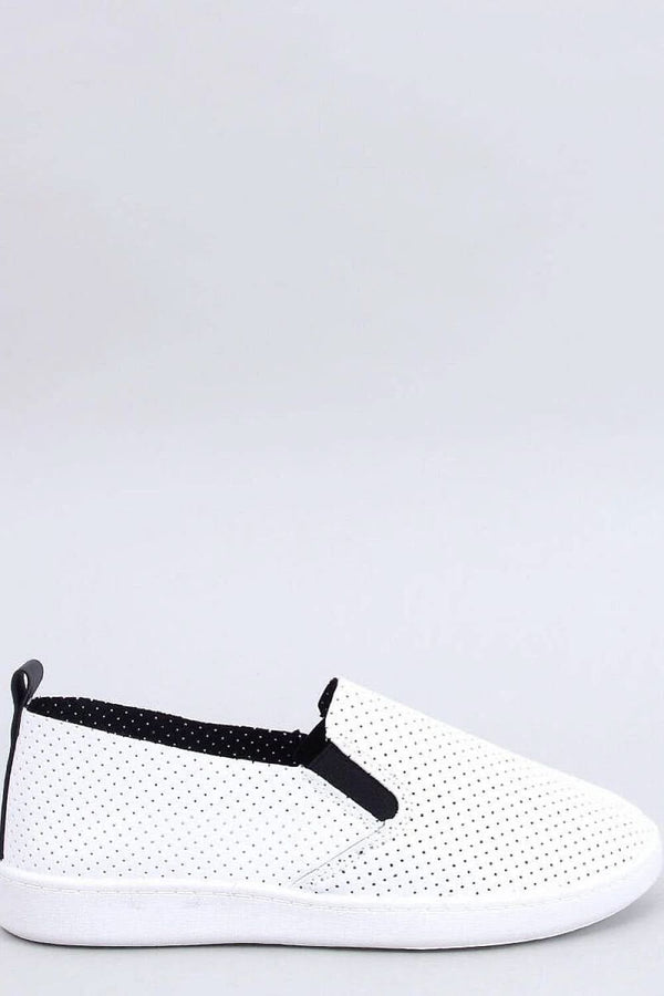 Women's Openwork Slip-On Sneakers with Contrasting Accessories and Perforated Organic Leather Texture