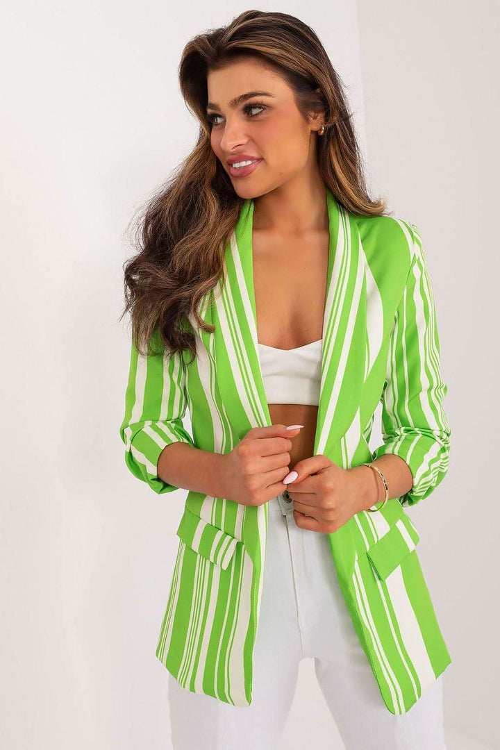 Casual Striped Blazer with 3/4 Sleeves - Ludowika 