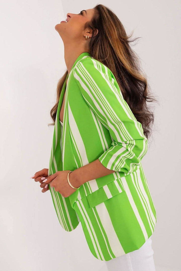 Casual Striped Blazer with 3/4 Sleeves - Ludowika 
