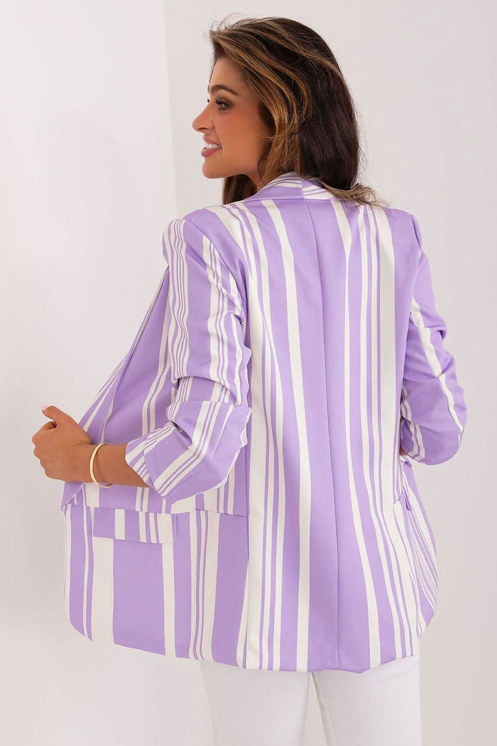 Casual Striped Blazer with 3/4 Sleeves - Ludowika 