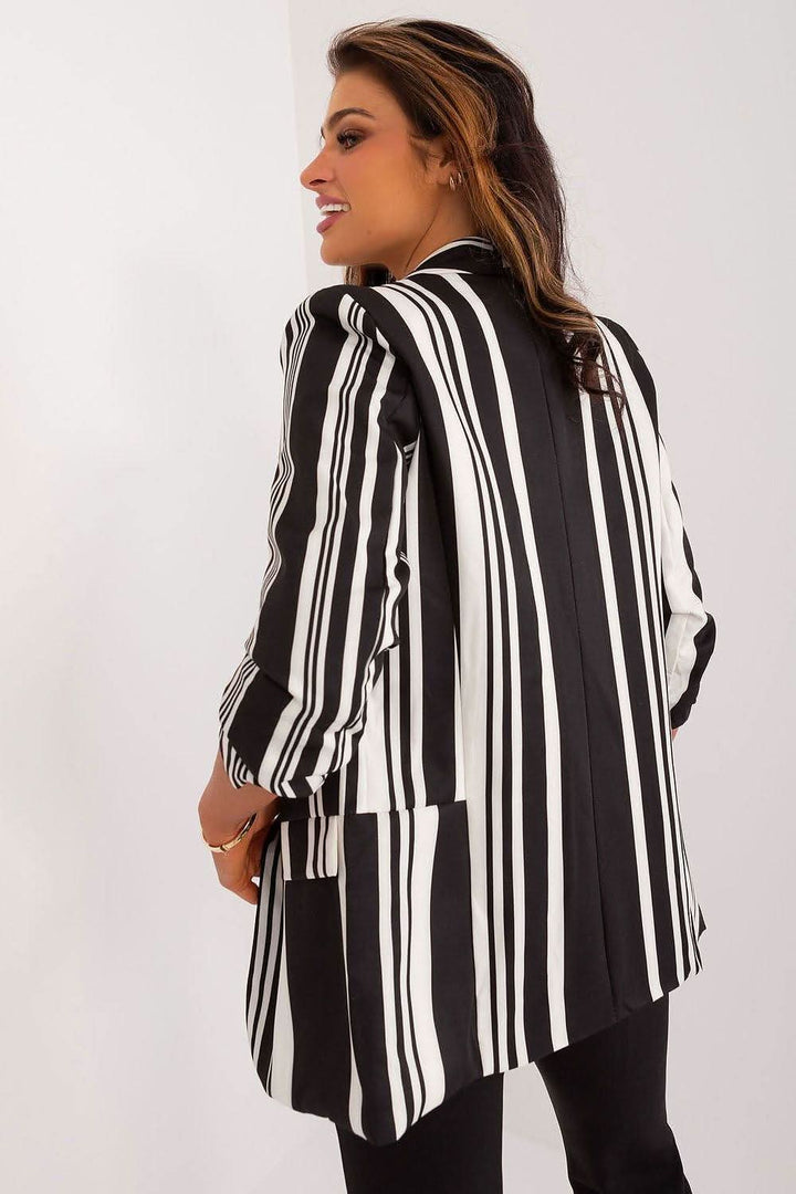 Casual Striped Blazer with 3/4 Sleeves - Ludowika 