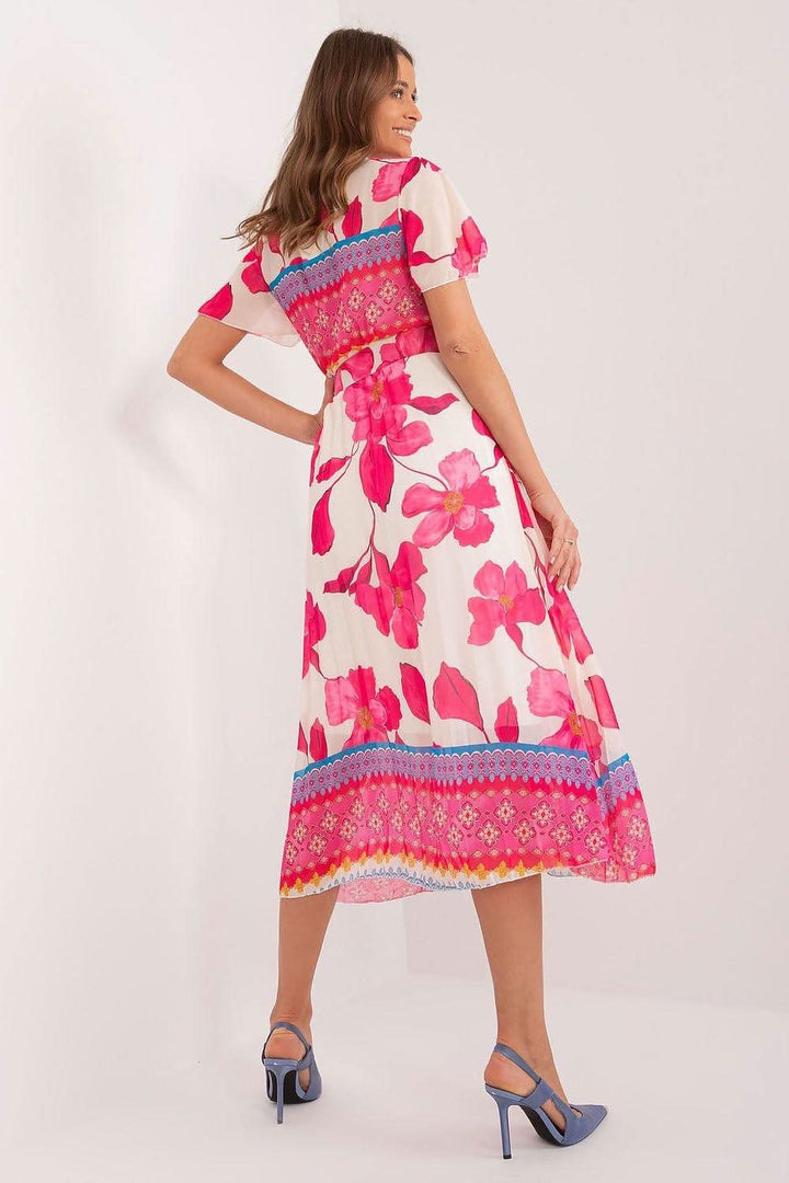 Floral Summer Dress with Frilled Sleeves and Pleated Skirt - Ludowika 
