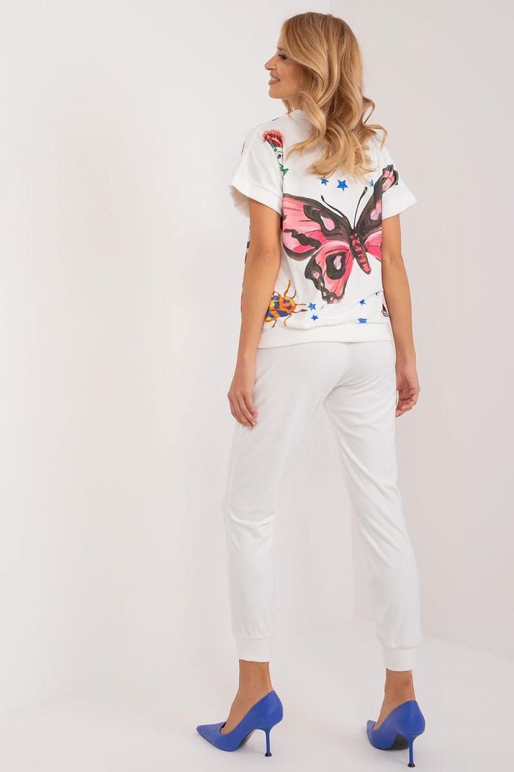 Floral, Face, and Butterfly Design Velour Blouse and Pants Set