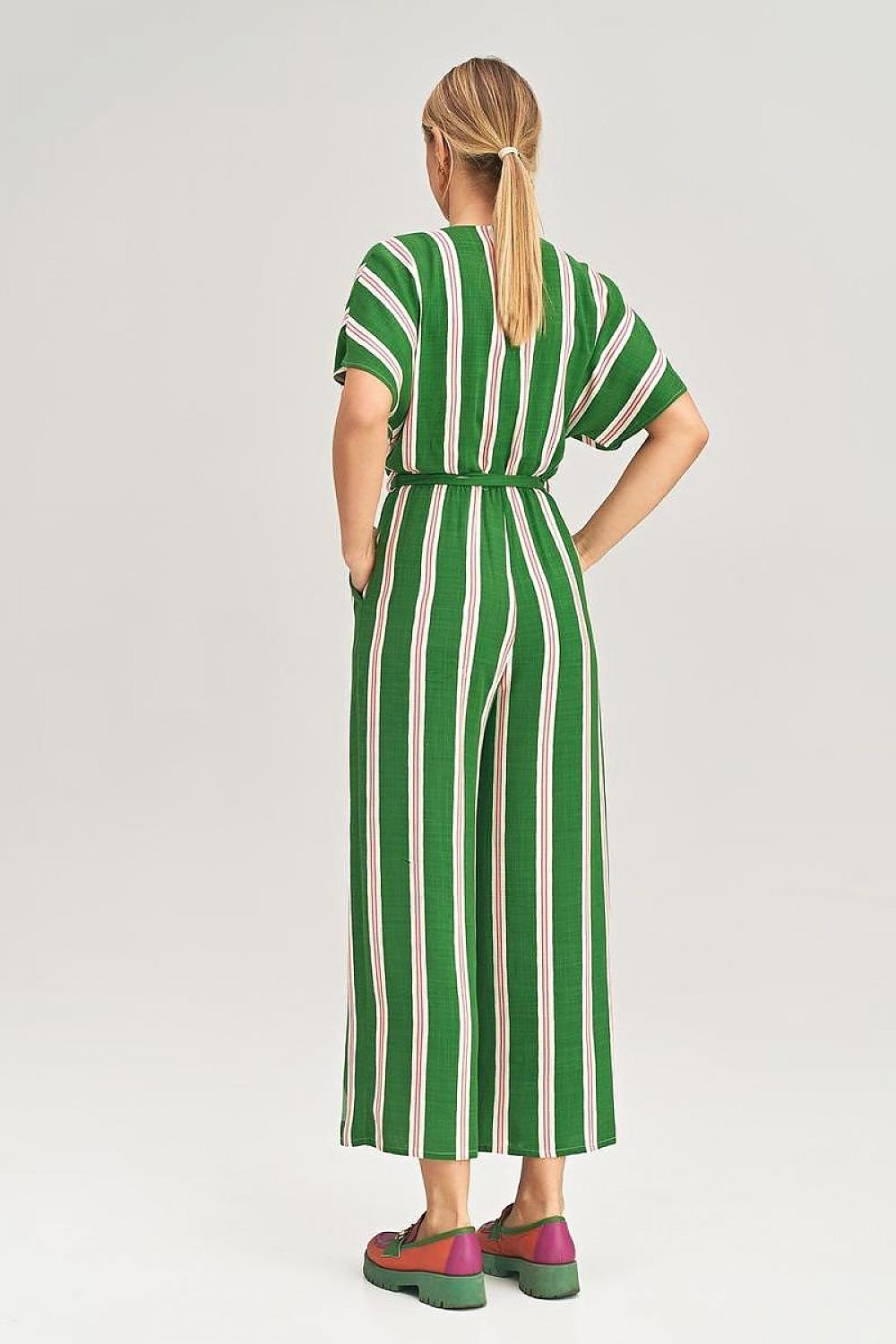 Wide-Leg Jumpsuit with Floral, Stripe, and Heart Pattern