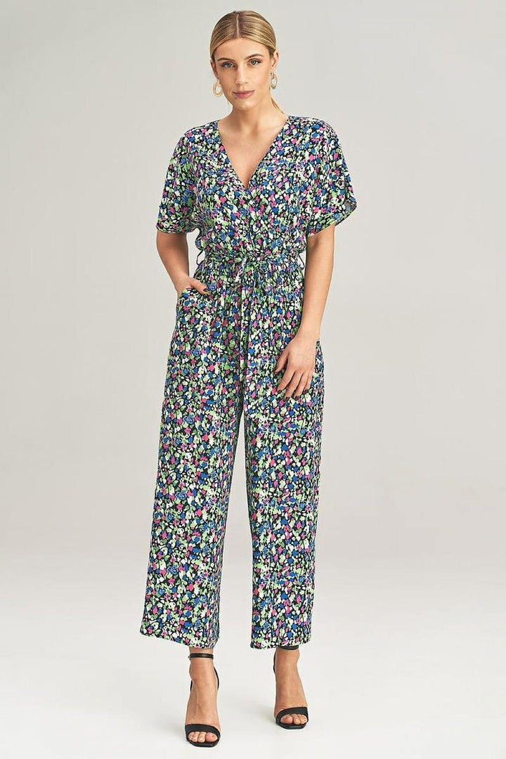 Wide-Leg Jumpsuit with Floral, Stripe, and Heart Pattern - Ludowika 