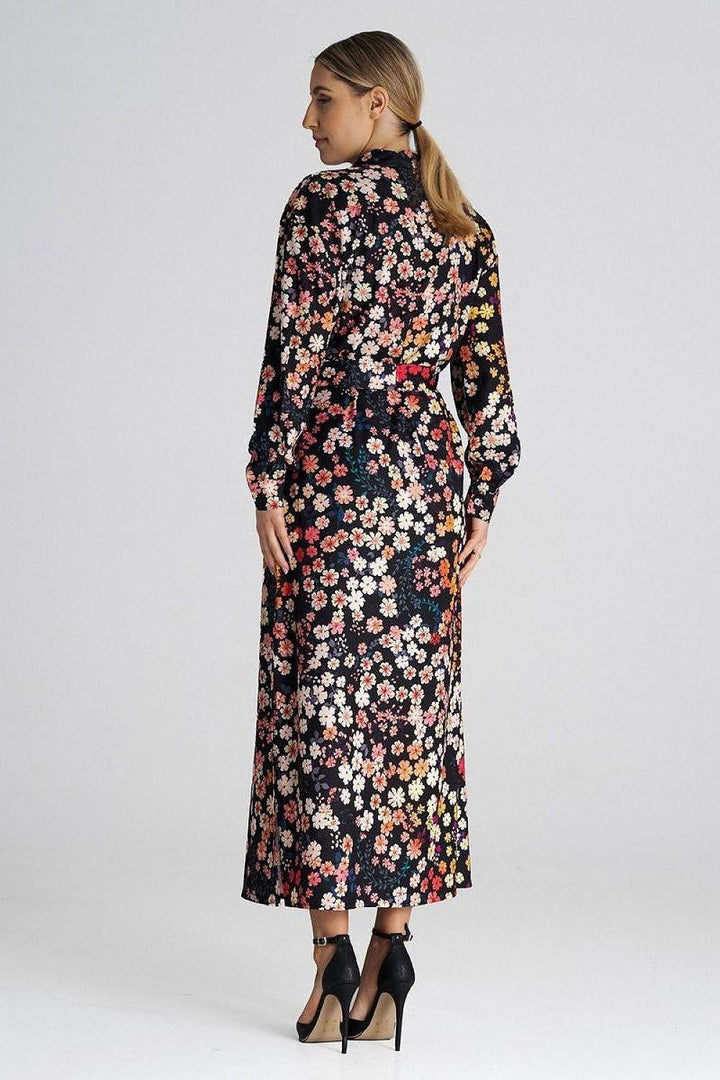 Maxi Shirt Dress with Collar and Waist Tie - Ludowika 