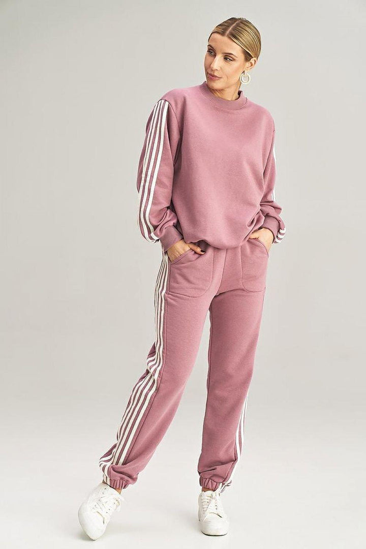 Pullover Sweatshirt & Sweatpants Tracksuit with Stripes - Ludowika 