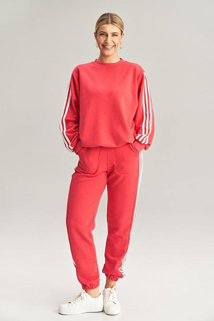 Pullover Sweatshirt & Sweatpants Tracksuit with Stripes - Ludowika 