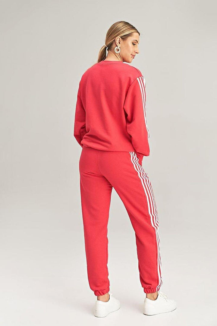 Pullover Sweatshirt & Sweatpants Tracksuit with Stripes - Ludowika 