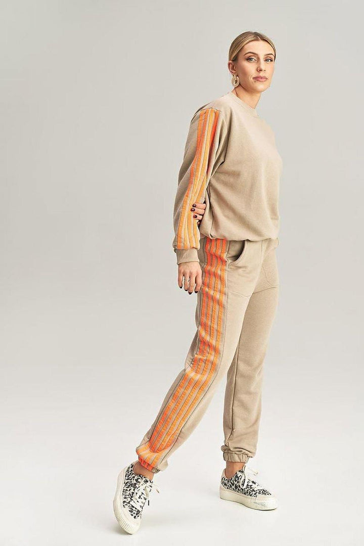 Pullover Sweatshirt & Sweatpants Tracksuit with Stripes - Ludowika 