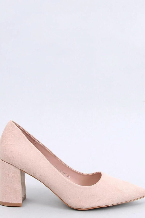 Women's Beige Pumps with 8 cm Wide Heel and Sleek Design in Eco-Suede and Eco-Leather