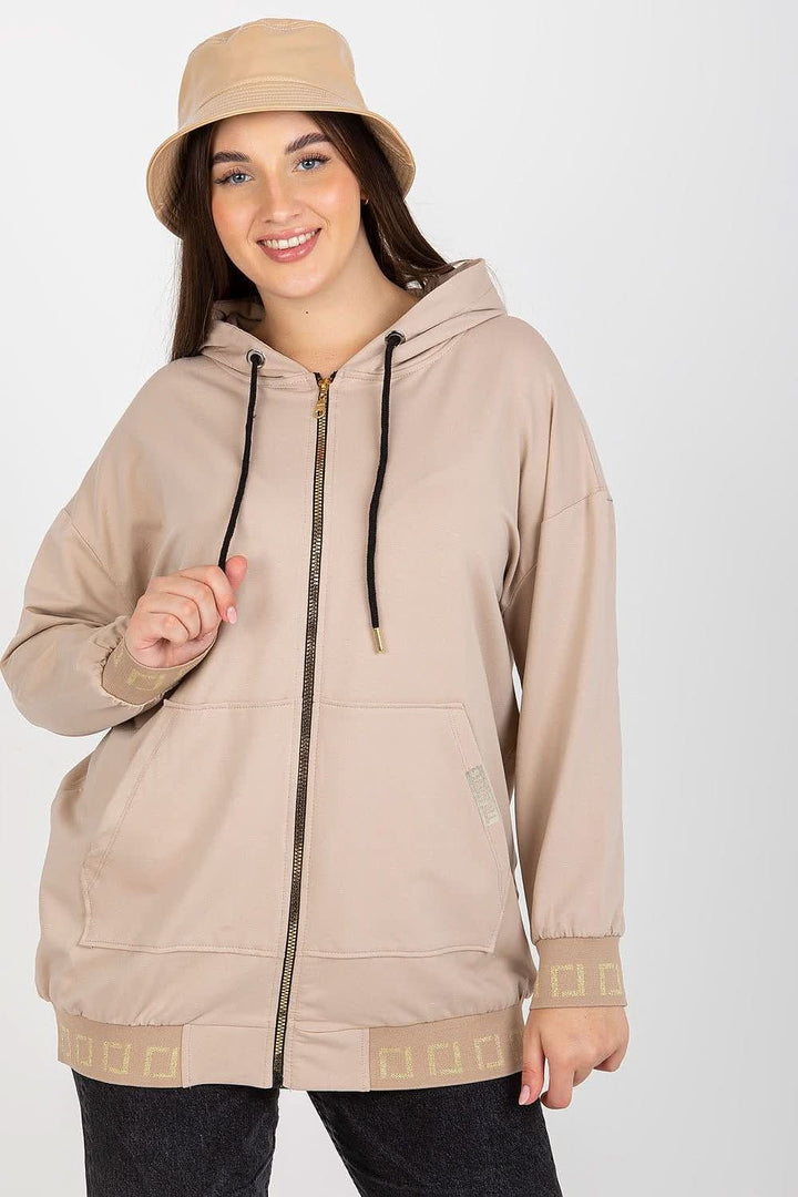 Cotton Zip-Up Hoodie with Adjustable Hood and Front Pockets - Ludowika 