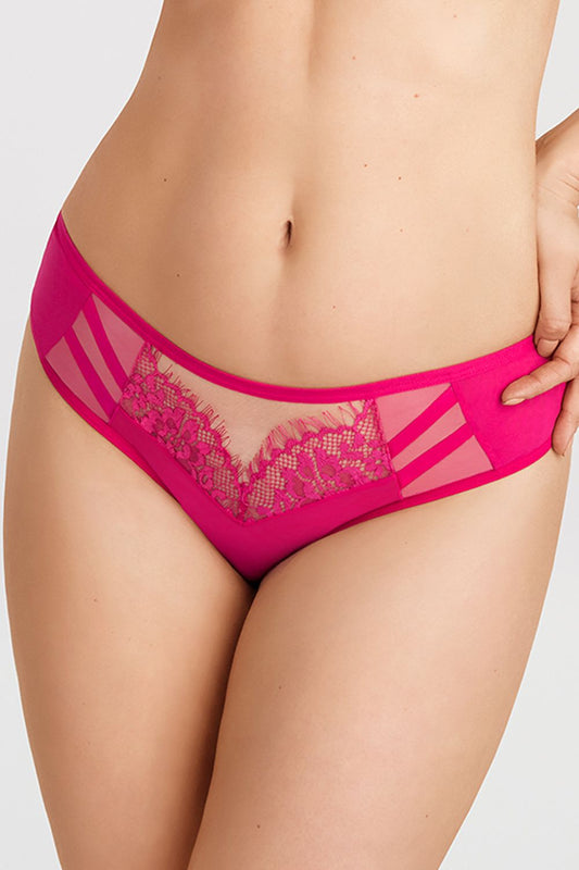 High Brazilian Style Panties with Tulle and Lace Details