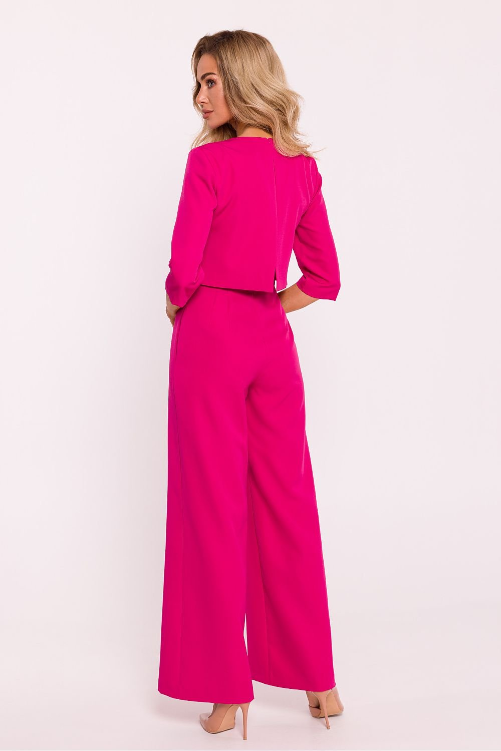 Wide-Leg Jumpsuit with Double-Layered Top and Side Pockets