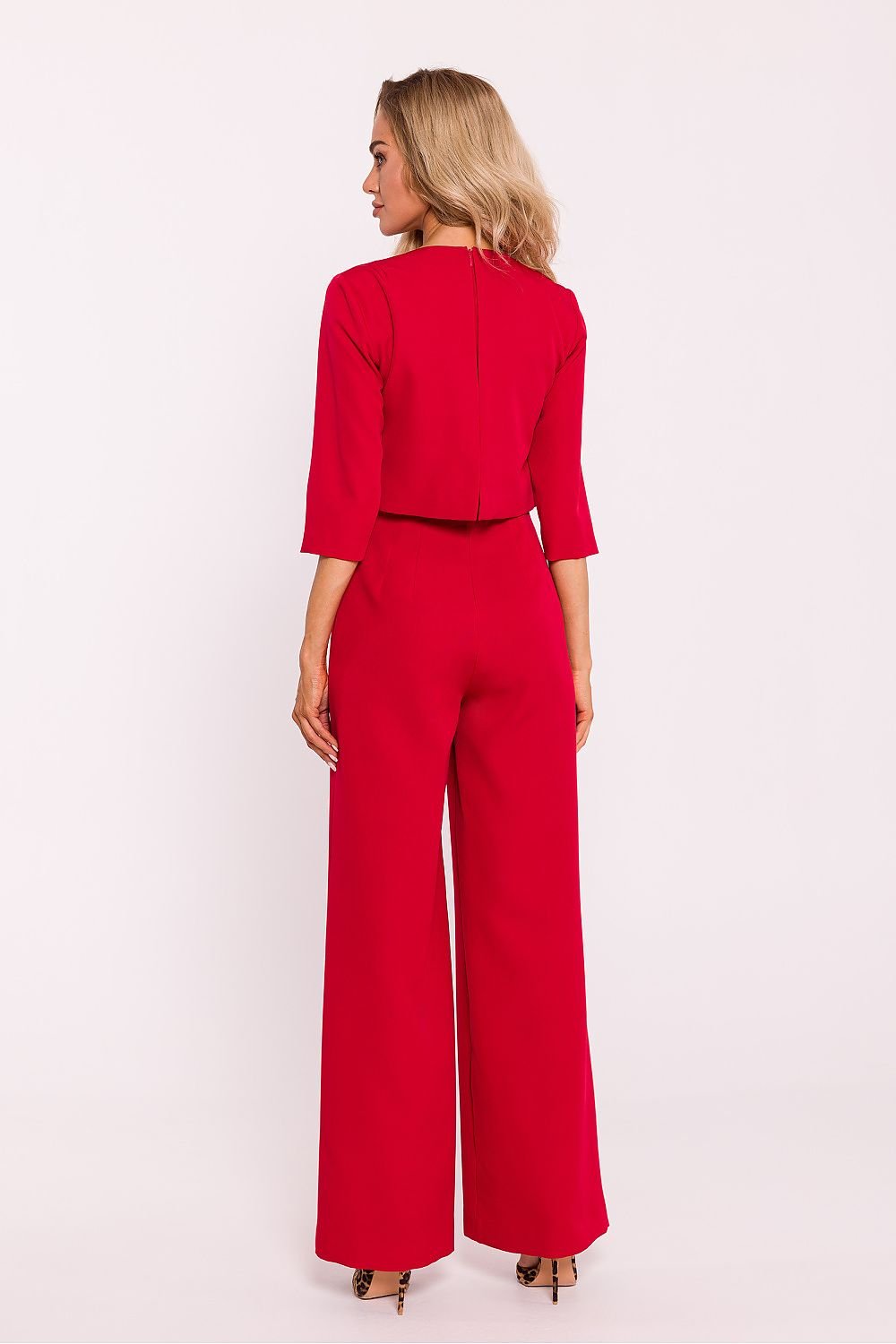 Wide-Leg Jumpsuit with Double-Layered Top and Side Pockets