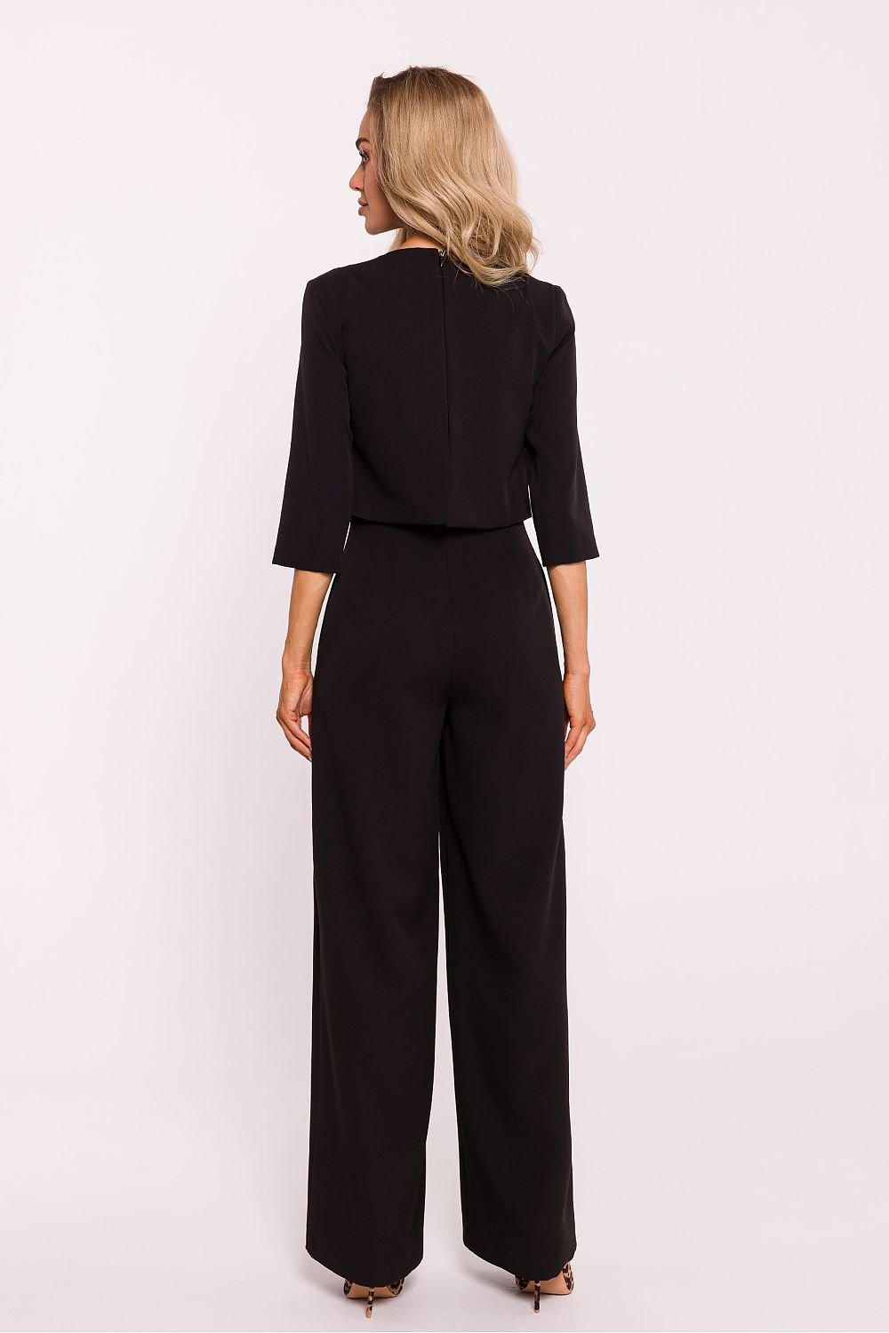 Wide-Leg Jumpsuit with Double-Layered Top and Side Pockets