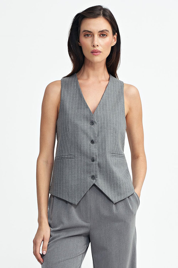 Tennis-Style Striped Vest with Button Closure - Ludowika 